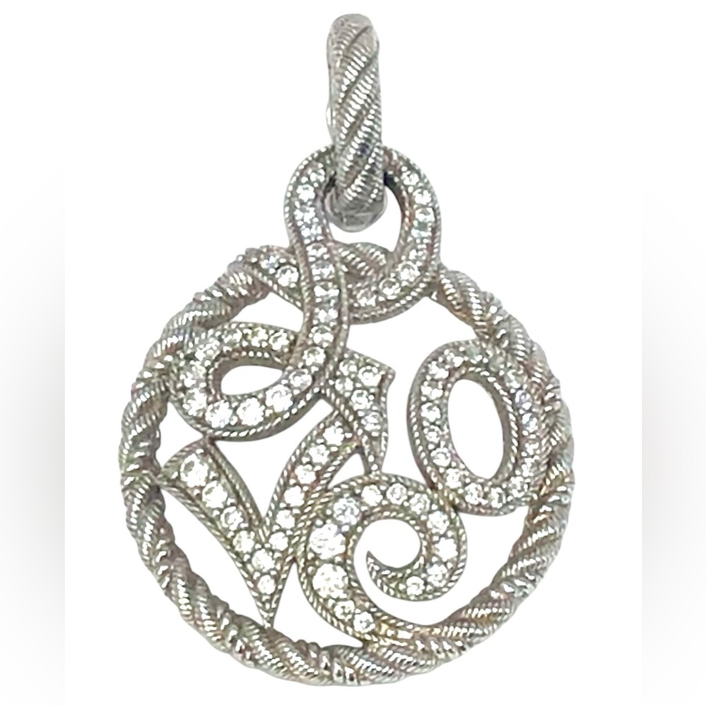 Judith Ripka Retired Love textured Pendant with CZ Crystals